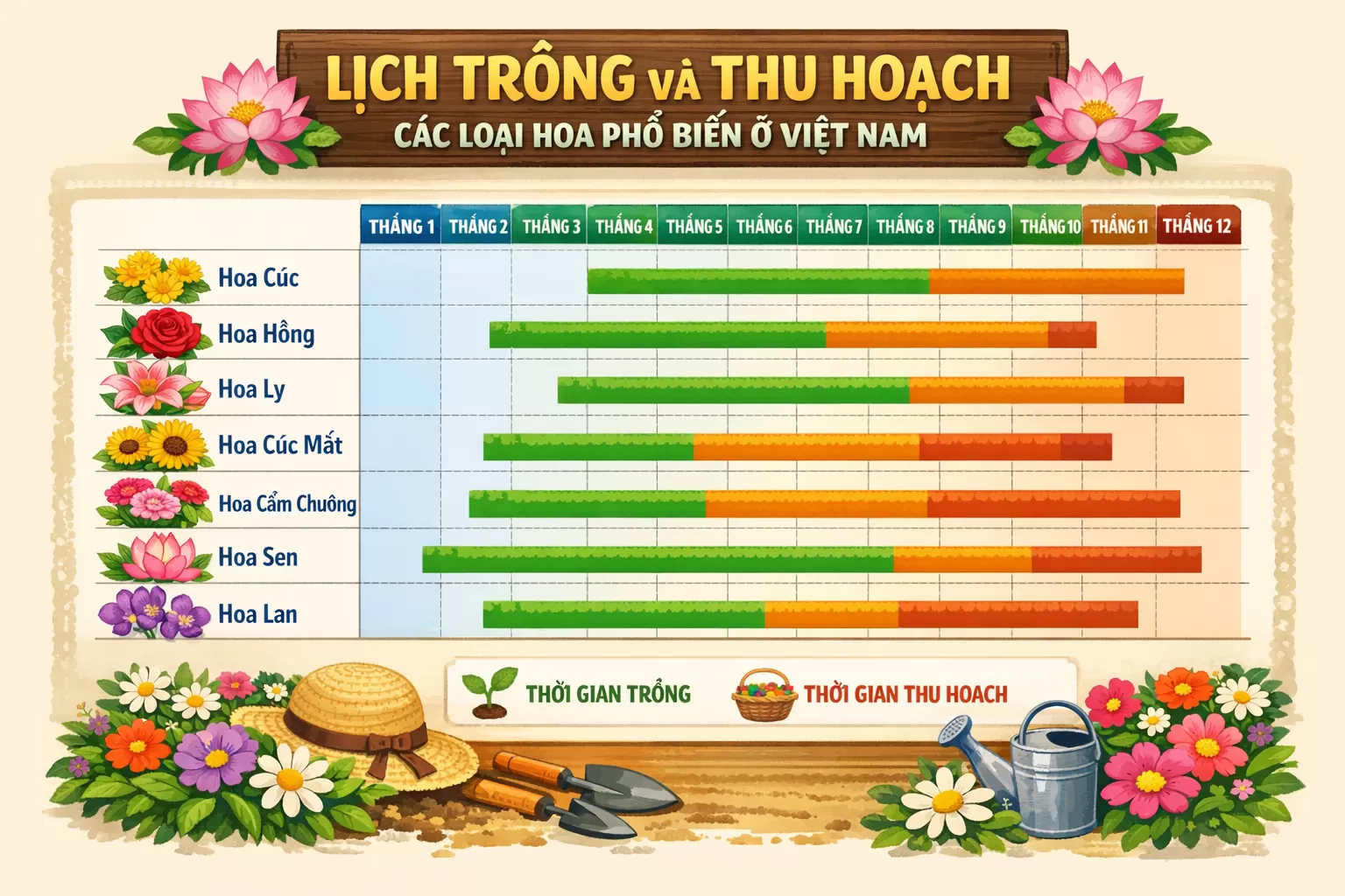 Lịch Trồng Và Thu Hoạch Các Loại Hoa Phổ Biến Ở Việt Nam